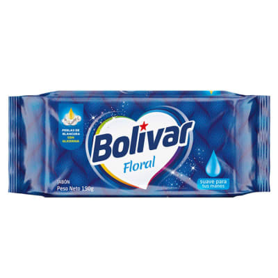 JABON BOLIVAR 190G FLORAL AZUL