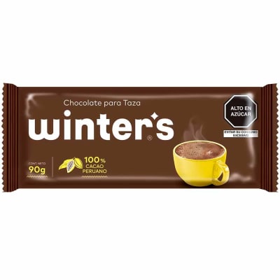 WINTER CHOCOLATE TAZA 90GR 100% CACAO PREMIUM