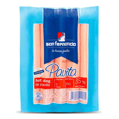 SAN FERNANDO HOT DOG PAVITA 250G 5UND