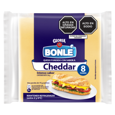GLORIA BONLE QUESO FUNDIDO 8 TAJADAS CHEDDAR