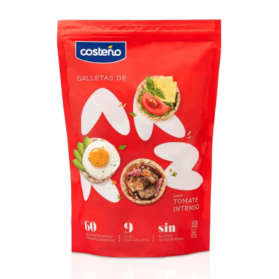 GALLETAS DE ARROZ COSTEÑO SABOR TOMATE INTENSO 150G
