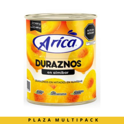 ARICA DURAZNOS EN MITADES 820GR EN ALMIBAR