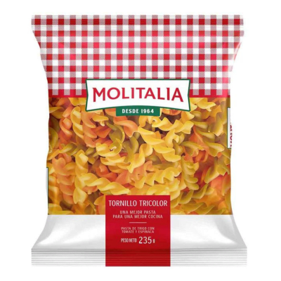 FIDEOS MOLITALIA 235GR FUSILLI TRICOLORES