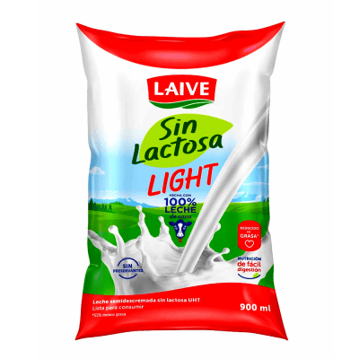 LECHE UHT LAIVE S/LAC LIGHT BOLSA X900ML