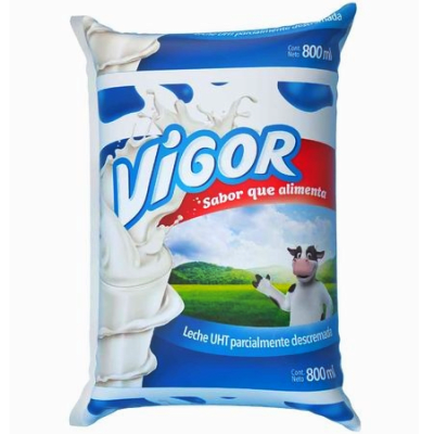 LECHE UHT VIGOR DESCREMADA BOLSA X800ML