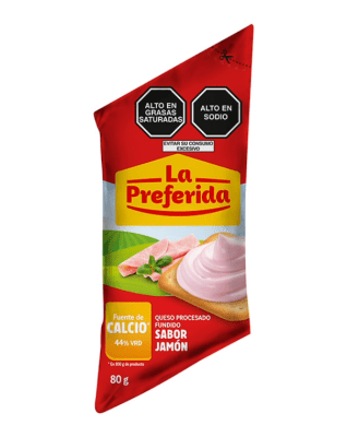 CREMA DE QUESO LA PREFERIDA FUNDIDO JAMON  X80GR