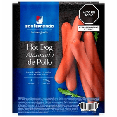 HOT DOG POLLO SAN FERNANDO AHUMADO X200GR