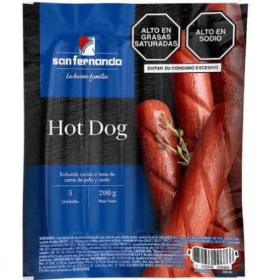 SAN FERNANDO HOT DOG 200GR FRANKFURTER X5UN