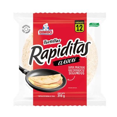 BIMBO TORTILLAS RAPIDITAS 310GR 12UND CLASICA