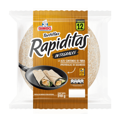BIMBO TORTILLAS RAPIDITA 310GR 12UND INTEGRAL