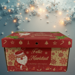 CAJA NAVIDEÑA CON DISEÑO PAPANUEL ROJO