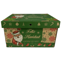 CAJA NAVIDEÑA CON DISEÑO PAPANUEL VERDE