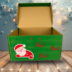 CAJA NAVIDEÑA CON DISEÑO VERDE ENTERO HO