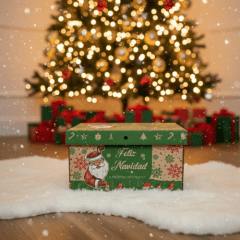 CAJA NAVIDEÑA CON DISEÑO PAPANUEL VERDE