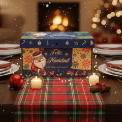 CAJA NAVIDEÑA CON DISEÑO AZUL