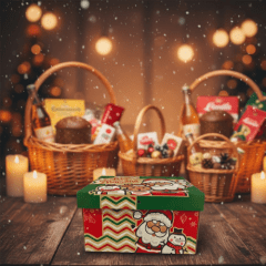 CAJA NAVIDEÑA CON DISEÑO PAPA NOEL R/V