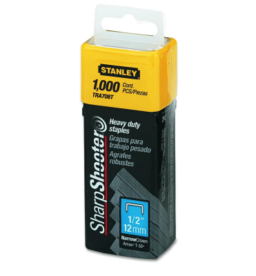 GRAPAS STANLEY T50 1/2 (12MM) CAJA 1000 UNIDADES TRA708T1