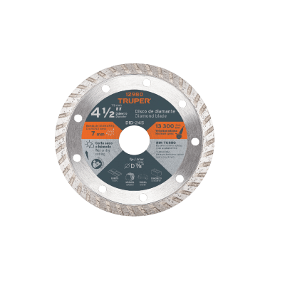 DISCO CORTAR DIAMANTADO TURBO 4 1/2 MARCA TRUPER