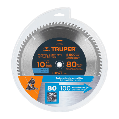 DISCO SIERRA CIRCULAR P/ALUMINIO 10 x 80 DIENTE MARCA TRUPER
