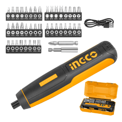 ATORNILLADOR INALAMBRICO 4V CON 42 ACCESORIOS INGCO1