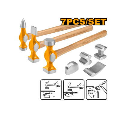 JUEGO DE MARTILLOS PARA DESABOLLAR 7 PZAS INGCO