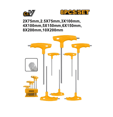 JUEGO LLAVES ALLEN INDUSTRIAL MANGO T DE 2 - 10 MM INGCO2