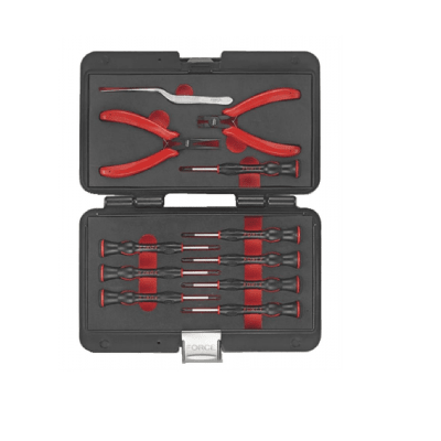 SET DE DESTORNILLADORES PRECISIÓN Y MINI PINZAS MARCA FORCE