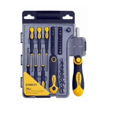 JUEGO DE DESTORNILLADOR Y PUNTAS 36 PZAS MARCA STANLEY 73-999