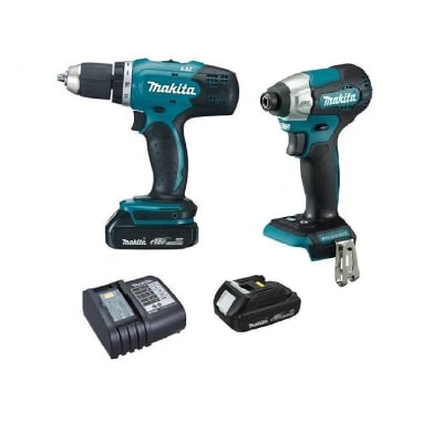 KIT TALADRO PERCUTOR + ATORNILLADOR INALAMBRICO 18V MAKITA