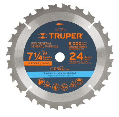 DISCO SIERRA CIRCULAR 7 1/4 x 24 DIENTES MARCA TRUPER