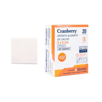 APOSITO ALGINATO CALCIO 5X5 CM 20 UNIDADES CRANBERRY