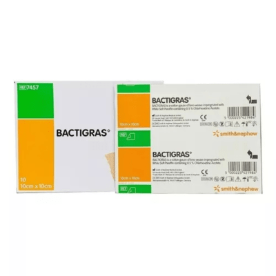 APÓSITO BACTIGRAS GASA PARAFINADA 10X10 CM - 10 UNIDADES - MARCA SMITH & NEPHEW