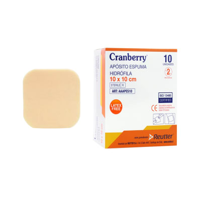 APÓSITO ESPUMA HIDRÓFILA 10X10 CM - 10 UNIDADES - MARCA CRANBERRY1