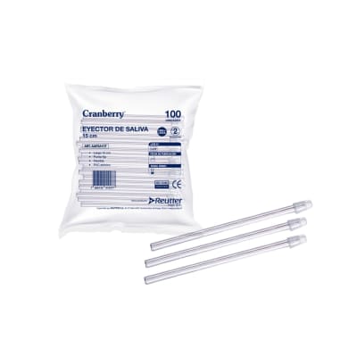 EYECTOR DE SALIVA 15 CM TRANSPARENTE - 100 UNIDADES - MARCA CRANBERRY