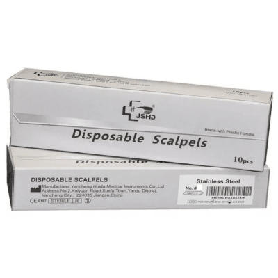 HOJA BISTURI CON MANGO ESTERIL CAJA 10 UNIDADES
