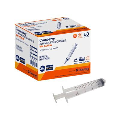 JERINGA 20CC SIN AGUJA LUER LOCK - 50 UNIDADES - MARCA CRANBERRY1