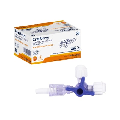 LLAVE 3 PASOS ROTACION 360º ESTÉRIL - 50 UNIDADES - MARCA CRANBERRY1