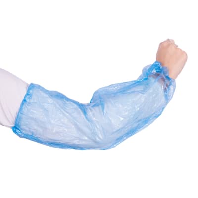 MANGUILLA PLÁSTICA DESECHABLE AZUL - 100 UNIDADES - TRESOR