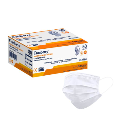 MASCARILLA 3 PLIEGUES CON ELASTICO BLANCA USO MEDICO1