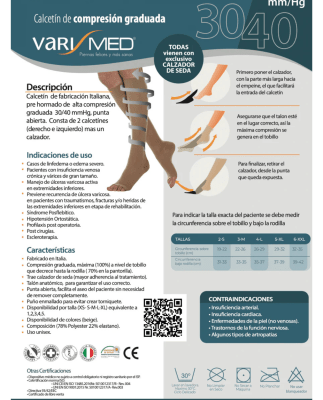 MINI MEDIA GAMBALETTO COMPRESION GRADUADA 30/40 mmHg CON CALZADOR
