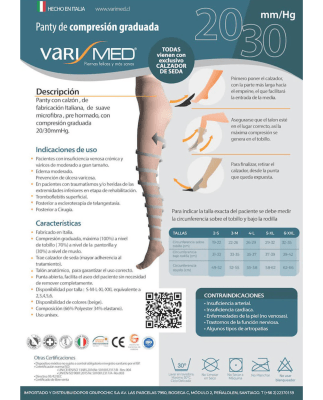 PANTY COMPRESION GRADUADA 20/30 mmHg CON CALZADOR