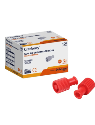 TAPA DE OBTURACIÓN ROJA MACHO HEMBRA - 100 UNIDADES - MARCA CRANBERRY
