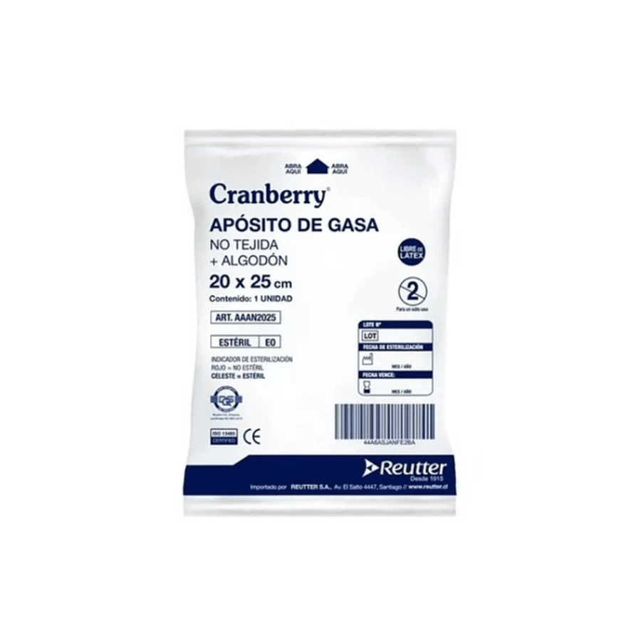 APÓSITO GASA NO TEJIDA + ALGODÓN ESTÉRIL - 10 UNIDADES - MARCA CRANBERRY2