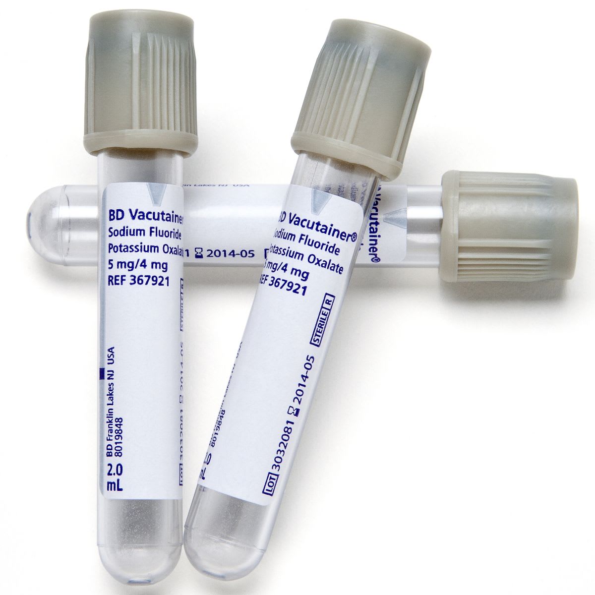 TUBO EXTRACCIÓN SANGRE TAPA GRIS CON FLUORURO DE SODIO - 100 UNIDADES - MARCA BD2