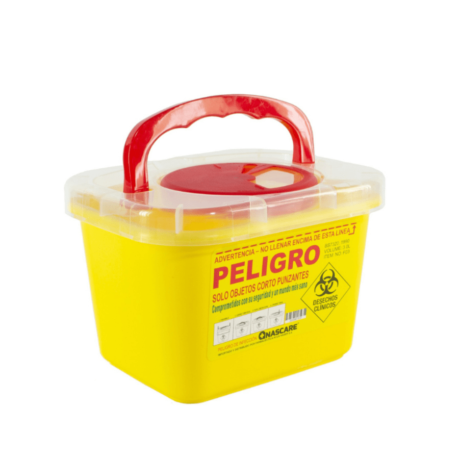 CAJA PLÁSTICA DESECHOS CORTOPUNZANTE AMARILLA 1 LT / 3 LT / 8 LT - UNIDAD2