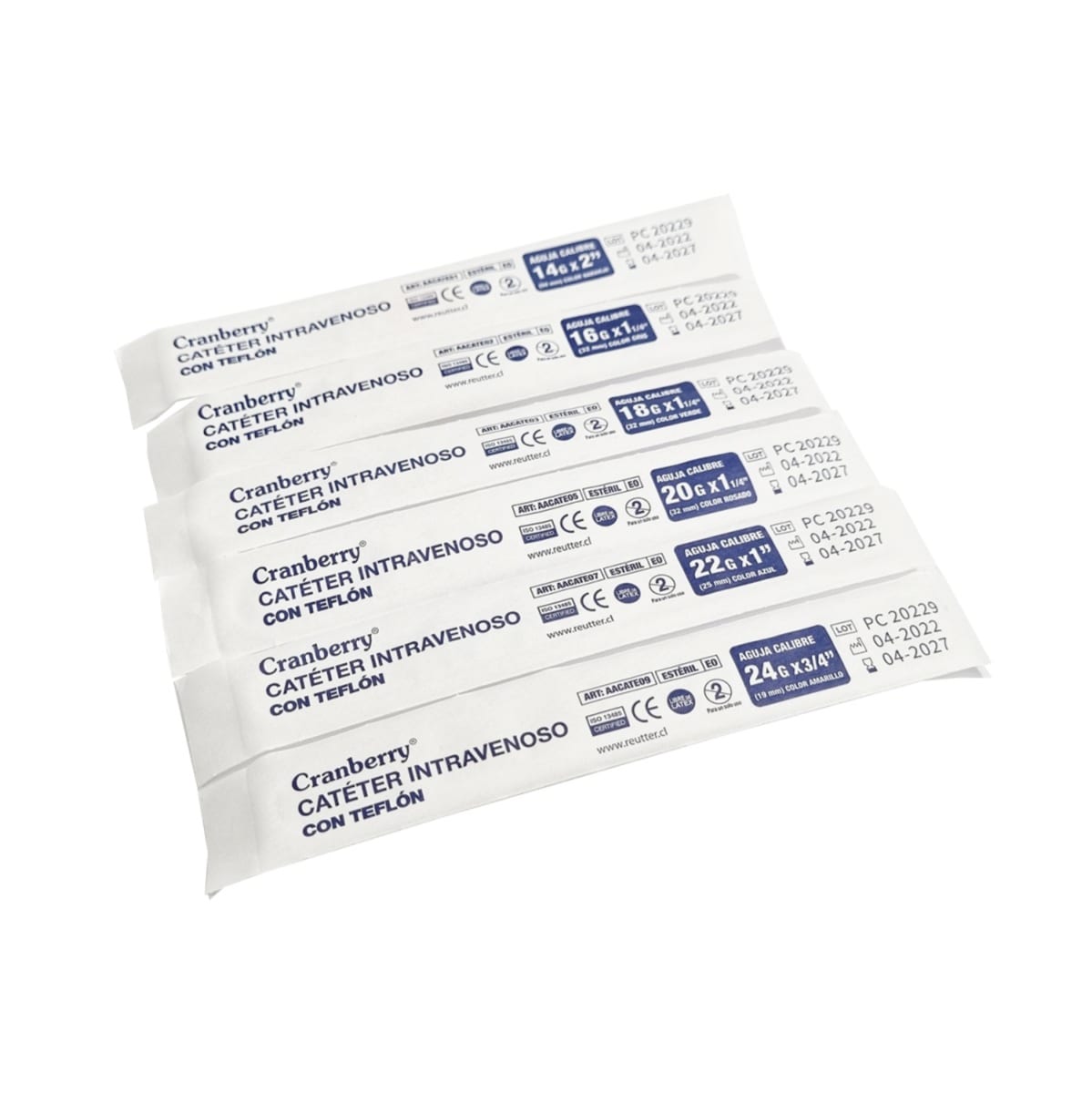 CATÉTER INTRAVENOSO / BRÁNULA CON TEFLÓN - 50 UNIDADES - MARCA CRANBERRY2