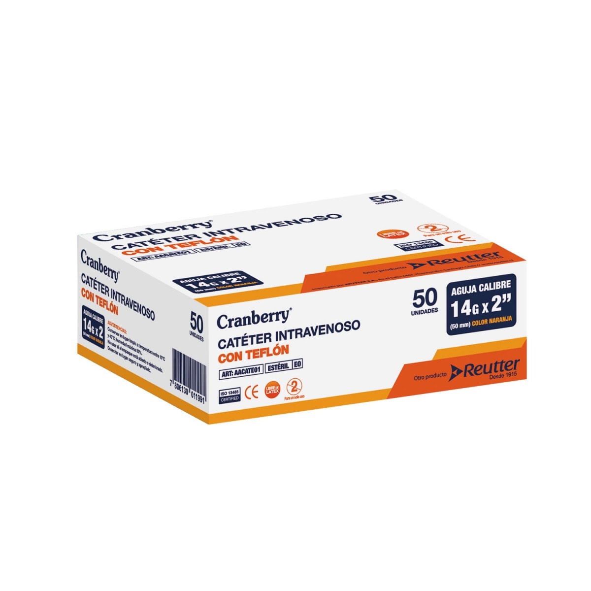CATÉTER INTRAVENOSO / BRÁNULA CON TEFLÓN - 50 UNIDADES - MARCA CRANBERRY3