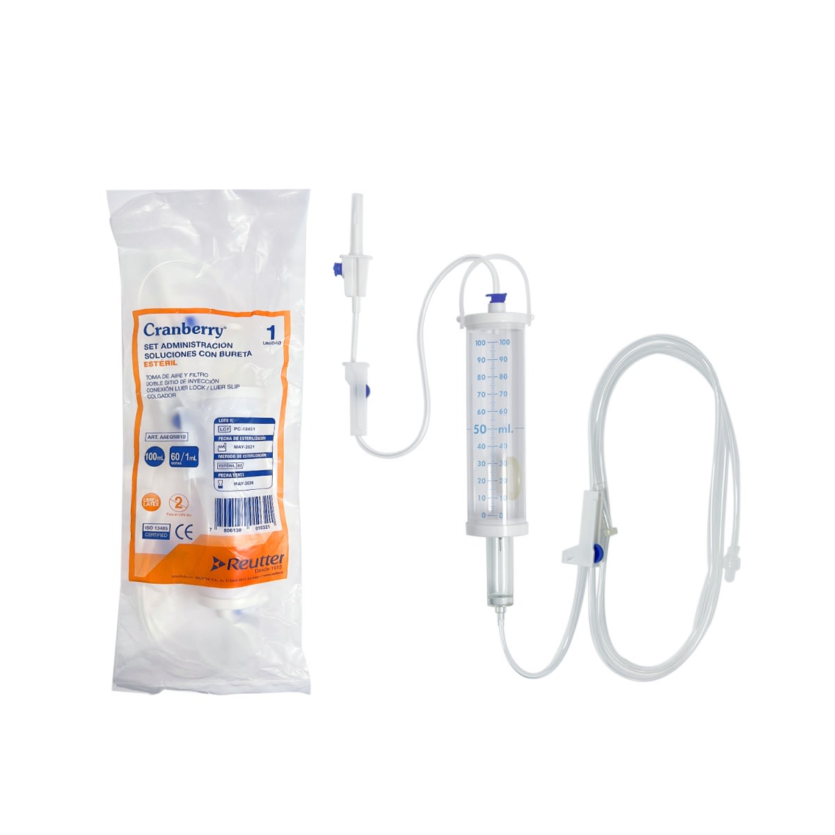 BAJADA DE SUERO MICROGOTEO CON BURETA 100 ML - 5 UNIDADES - MARCA CRANBERRY 0