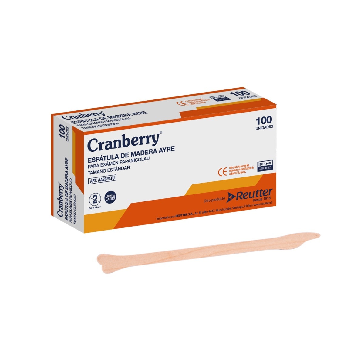 ESPÁTULA DE MADERA AYRE PARA EXÁMEN PAPANICOLAU - 100 UNIDADES - MARCA CRANBERRY 0