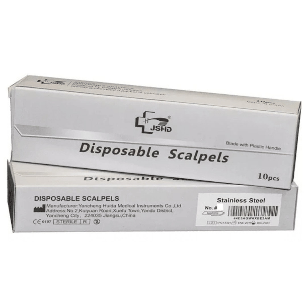 HOJA BISTURI CON MANGO ESTERIL CAJA 10 UNIDADES 0